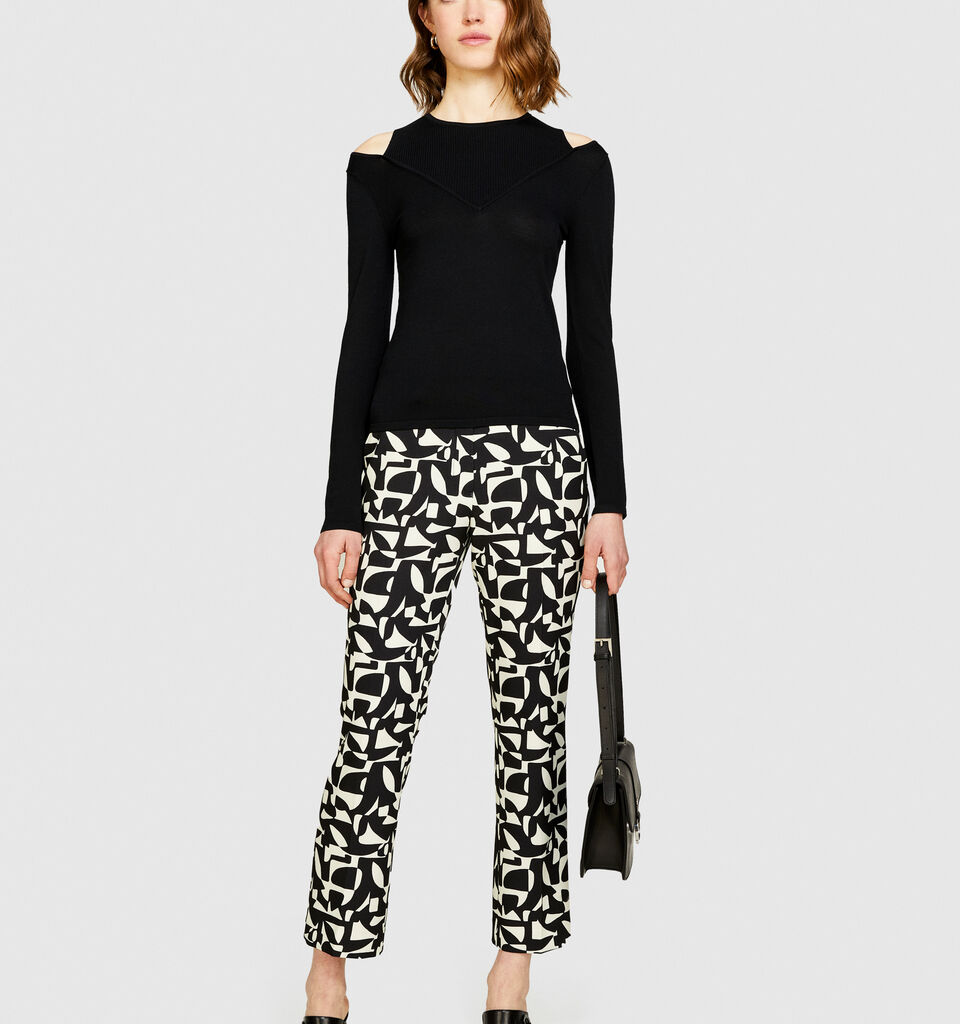 Sweater with porthole - women's crew neck sweaters - Black | Sisley image number 1